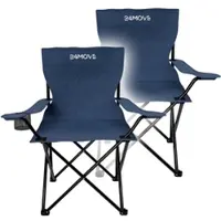 24MOVE Campingstuhl Faltstuhl 2er Set, blau, mit Getränkehalter und Tragetasche Outdoor, faltbar max. 100kg, Angerstuhl, Klappstuhl