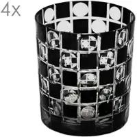 Edzard SALE 4er Set Kristallgläser Diego, schwarz, handgeschliffenes Glas , Höhe 9 cm, Füllmenge 0,25 Liter