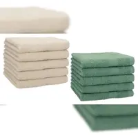 Betz 10 Stück Gästehandtücher PREMIUM 100% Baumwolle Gästetuch Set 30x50 cm sand und tannengrün