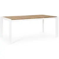 Natur24 Tisch Cameron 210 x 90 x 76 cm Aluminium Teakholz Weiß Natur