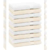 Betz 10 Stück Gästehandtücher PREMIUM 100%Baumwolle Gästetuch-Set 30x50 cm Farbe beige und weiß