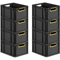 Proregal SuperSparSet 8x Eurobox Nextgen Color HxBxT 22x30x40cm 20 Liter Griffe Gelb Offen Schwarz Eurobehälter Transportbox Transportbehälter