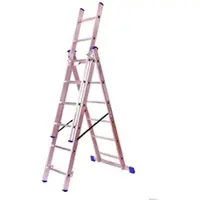 Szagato Stehleiter 3x6 Stufen Länge 3,2m 166x41cm ALU Stufenleiter Stehleiter ausziehbar Mehrzweckleiter Standleiter Schiebeleiter 3x6 Stehleiter