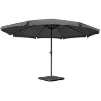 Mendler Sonnenschirm Meran Pro, Gastronomie Marktschirm mit Volant Ø 5m Polyester/Alu 28kg anthrazit mit Ständer