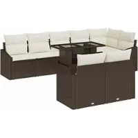 vidaXL Garten-Sofa-Set 9 stk. Braun und Creme