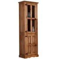 1a Direktimport Mexico Vitrine Linksanschlag, Pinie Massivholz, original Mexiko Möbel, Cottagecore, Landhausstil