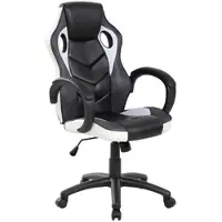 Dmora Gaming-Stühl Darlanc, Gaming-Sessel für Erwachsene, Schreibtischstuhl, 66x61h104/114 cm, Schwarz und Weiß