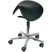 Proregal Sattelhocker Lexington mit Sitzneige | Sitzhöhe 53-72cm | Ø61cm | Tragfähigkeit 110kg | Kunstleder-Sitz, Aluminium-Fußkreuz, Rollen | Schwarz