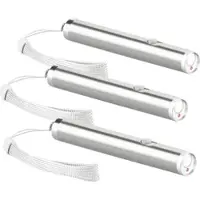 Pearl 3er Pack 2in1-LED-Taschenlampe & Laserpointer, Edelstahl-Gehäuse