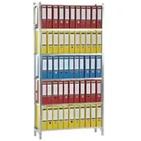 Manuflex Aktenregal Registra Budget, RA 2051, aus Metall, 5 Ordnerhöhen, 96 x 190 x 30 cm (B/H/T), silber