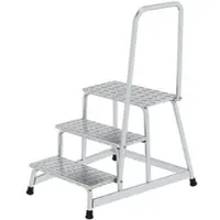 Proregal Arbeitspodest starr mit Handlauf | 3 Stufen | Aluminium-Warzenblech | Rutschfeste Kunststoffschuhe