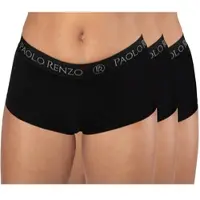 Paolo Renzo Damen Baumwoll Panty SPORT LINE 3 Paar - Größe S - Schwarz
