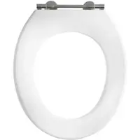 Pressalit WC-Sitz 53011-BZ1999 Spezialscharnier BZ1, universal, Edelstahl, weiß polygiene, ohne Deckel, Standard