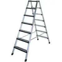 Iller-Leiter Iller Stufenstehleiter eloxiert 2x8 gepolsterte Stufen