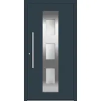 Haustuerenland.de Aluminium Haustür RC2 "MAluminium" 78 mm flügelüberdeckend Anthrazit RAL 7016 innen öffnend DIN links