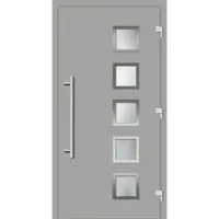 Haustuerenland.de Smarte Haustür "ELISABETH" 79 mm RC2 mit Fingerprint Weißaluminium RAL 9006 außen öffnend DIN rechts