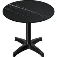 GGM Möbel CPBL | HPL Bistro Tisch | Ø:H 60 x 78 cm | Schwarz-Marmor / Aluminium Schwarz | Klappbar + Zusatzgewicht | Rund