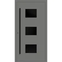 Haustuerenland.de Aluminium Haustür "MARGARETE" 90 mm RC2 BLACKLINE Graualuminium RAL 9007 beidseitig innen öffnend DIN links