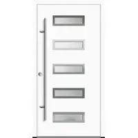 Haustuerenland.de Aluminium Haustür "AGADA" 92 mm RC2 Weiß RAL 9016 beidseitig innen öffnend DIN links