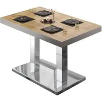 GGM Möbel BM | Bistrotisch | B:T:H 120 x 70 x 77 cm | Eiche / Edelstahl | Rechteckig | Edelstahl Rand