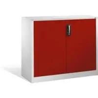 C+P Akten-Sideboard Acurado mit Drehtüren, 2 Ordnerhöhen, H1000xB1200xT400mm Front Rubinrot Korpus Lichtgrau