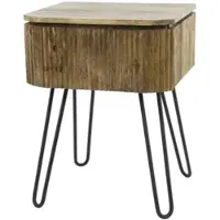 Feeling4Home Nachttisch Vagula Mangoholz mit Metallgestell, modernes Wellen-Design, Natur, mit Schublade