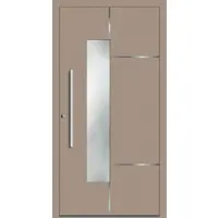 Haustuerenland.de SCHÜCO Aluminium Haustür "EBBA" ADS 75.SI RC2 Graubeige RAL 1019 beidseitig innen öffnend DIN links