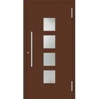 Haustuerenland.de Aluminium RC2 Haustür "DORA" flügelüberdeckend 78 mm Mahagonibraun RAL 8016 beidseitig außen öffnend DIN rechts