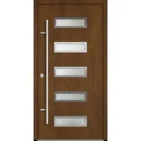 Haustuerenland.de Aluminium Haustür "AGADA" 68 mm Golden Oak holzähnlich beidseitig innen öffnend DIN links