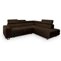 Masseno Ecksofa NOLA R-S mit Schlaffunktion L-Form, Sofa mit Bettkasten, Wohnzimmersofa, Couch, Soffa, Bettsofa, Couchgarnitur- Braun, MONOLITH 29