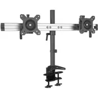 HFTEK Monitorhalterung für 2 Bildschirme von 15 – 27 Zoll mit Doppel-Klemmsystem - VESA 75/100