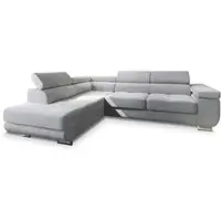Masseno Ecksofa APIRO L-S mit Schlaffunktion L-Form, Sofa mit Bettkasten, Wohnzimmersofa, Couch, Soffa, Bettsofa, Couchgarnitur- Hellgrau, POSO 55