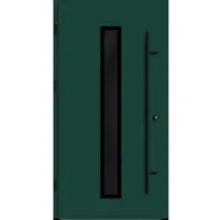 Haustuerenland.de Aluminium Haustür "AURORA" 82 mm RC2 BLACKLINE Moosgrün RAL 6005 beidseitig außen öffnend DIN links