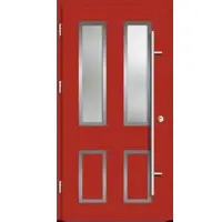 Haustuerenland.de Aluminium Landhaustür "CORGINA" 82 mm RC2 Feuerrot RAL 3000 beidseitig außen öffnend DIN links