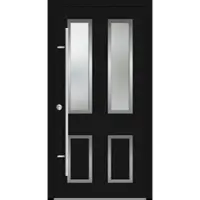 Haustuerenland.de Aluminium Landhaustür "CORGINA" 82 mm RC2 Tiefschwarz RAL 9005 beidseitig innen öffnend DIN links