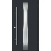 Haustuerenland.de Flügelüberdeckende Aluminium Haustür "FABIA" 82 mm RC2 Anthrazit RAL 7016 beidseitig außen öffnend DIN rechts