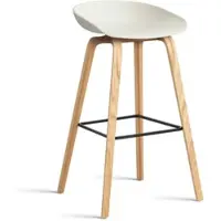 HAY - About A Stool AAS 32 H 75 cm, Eiche lackiert / Stahl schwarz / melange cream 2.0 (Kunststoffgleiter)
