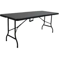 Chefgastro Buffettisch Klappbar 180x74cm Gartentisch Wetterfest Mit Tragegriff 8 Personen Kunststoff Rattan Optik Schwarz Campingtisch Outdoor