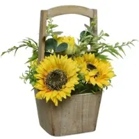 MARELIDA Sonnenblumen im Topf Kunstblumen Topfpflanze Dekoblumen H: 31cm gelb