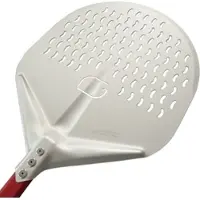 Giemme Spoleto - Pizzaschaufel Serie Pro aus eloxiertem Aluminium, Blatt 33 cm, roter Griff 120 cm mit Aufhängehaken