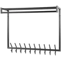Feeling4Home Garderobe Rore aus pulverbeschichtetem Metall, modern industriell, dunkelgrau, mit Hutablage, 20 Haken und Stange
