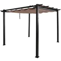 Mendler Aluminium Pergola HWC-N93, Gartenpavillon Pavillon Garten, stabiles 8cm-Gestell Schiebedach UV50+ 3x3m taupe