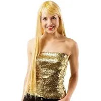 Buttinette Langhaarperücke "Lametta", blond/gold