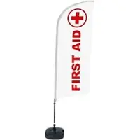 SHOWDOWN Beachflag - Komplett-Set - First Aid Englisch - Weiß/Rot/Schwarz