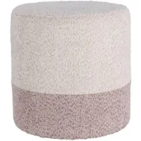 Wellhome - 'Boucle' Hocker Ø35cm beige mit hellrosa