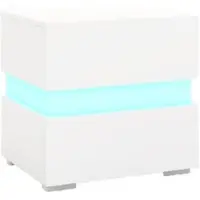 Costway Nachttisch LED Hochglanz-Nachttischschrank mit 2 Schubladen Inklusive Fernbedienung Dynamisch
