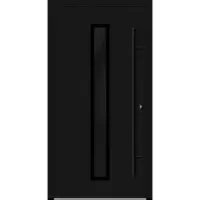 Haustuerenland.de Aluminium Haustür "AURORA" 82 mm RC2 BLACKLINE Tiefschwarz RAL 9005 beidseitig innen öffnend DIN rechts