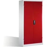 C+P Schwerlastschrank mit Drehtüren, 4 Böden und 3 Schübe, H1950xB930xT600mm Front Rubinrot Korpus Lichtgrau