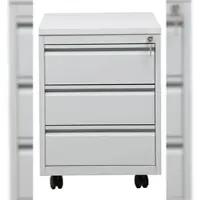 Proregal Rollcontainer Fox | 3 Schubladen | Schwanenhalsgriff | HxBxT 62x46x79 cm | Holzabdeckplatte | Grau