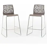 Idea New Garden Srl Set mit 2 Innenhockern aus Harz mit Fiberglas und Metallbeinen – modernes, elegantes Design, ideal für Küche und Theke – ANNA XL – Turteltaube